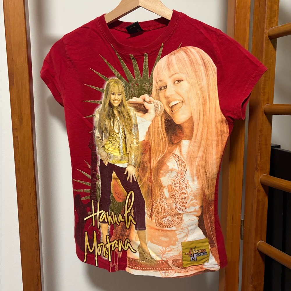 Disney Hannah Montana Red and Gold Baby Tee
